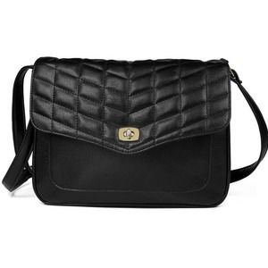 Vegan Leather Quilted Crossbody Flapover Bag